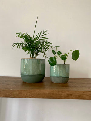 Open image in slideshow, Seaside Green Ceramic Plant Pots
