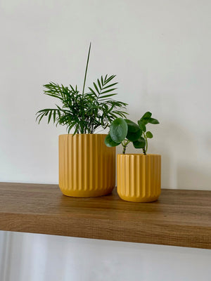 Burnt Orange Ceramic Lines Planter Pots