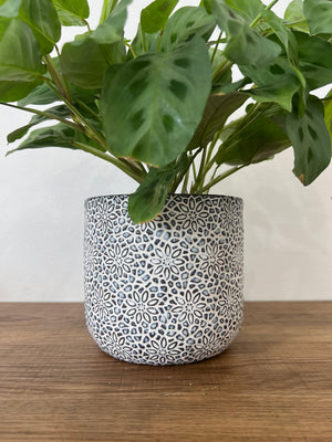 Textured Floral Ceramic Planter Pots