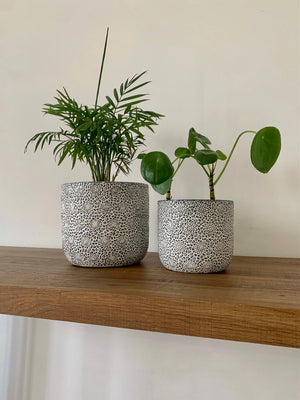 Textured Floral Ceramic Planter Pots