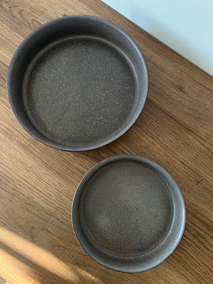 Charcoal Composite Ceramic Plant Pots with Saucers