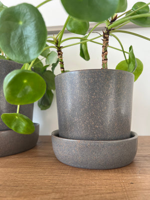 Charcoal Composite Ceramic Plant Pots with Saucers