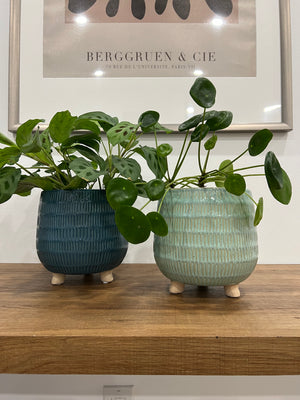 Open image in slideshow, Ocean Textured Lines Ceramic Plant Pots
