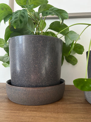 Charcoal Composite Ceramic Plant Pots with Saucers